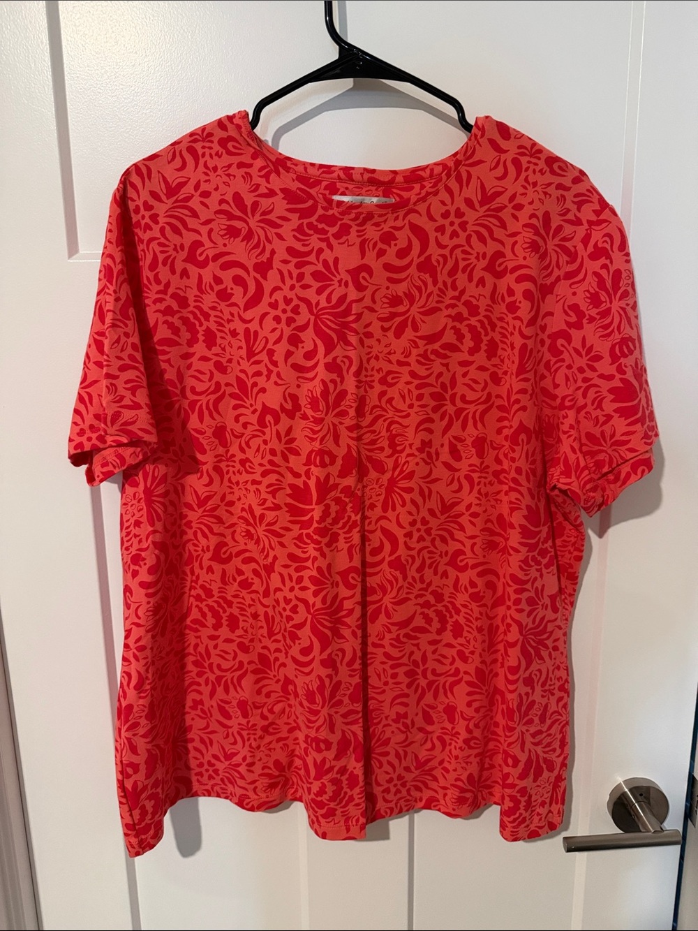 NWT Coldwater Creek Pink Coral Tonal Floral Tee